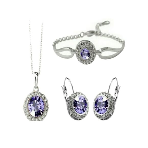 Simulated amethyst jewelry set / new - Picture 1 of 2